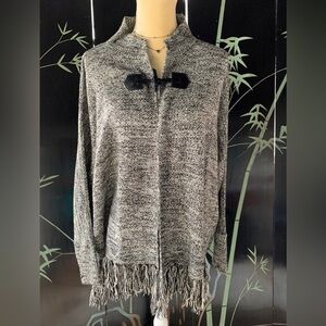 Ethereal by Paper Crane Gray Long Fringe Cardigan Small